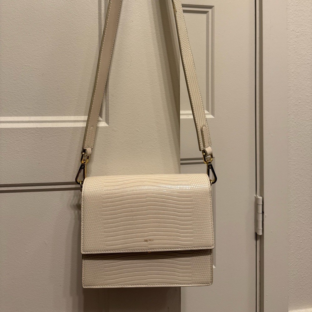 JW Pei Mini Flap Crossbody Bag - Ivory Lizard